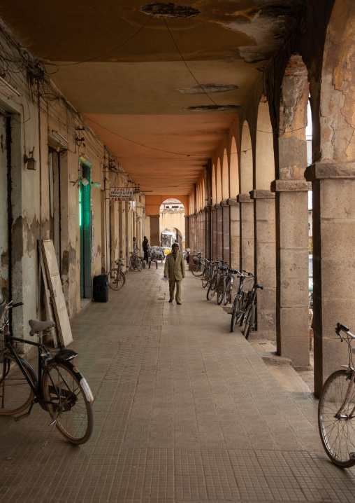 Arcades in the old market, Central region, Asmara, Eritrea