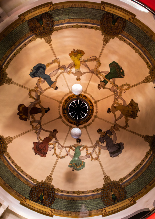 Decorated ceiling inside the old opera house from the italian colonial times, Central region, Asmara, Eritrea