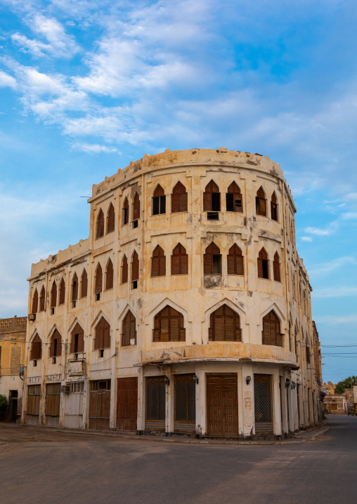 The hotel torino built in 1938 is an example of venetian influenced architecture, Northern Red Sea, Massawa, Eritrea