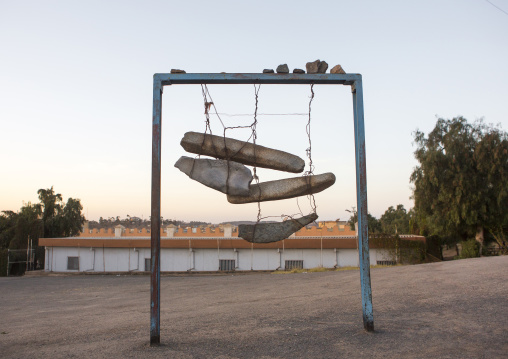 Stones used as bells at Enda Mariam orthodox cathedral, Central Region, Asmara, Eritrea