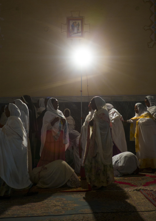 Eritrean people praying in a church, Central Region, Asmara, Eritrea