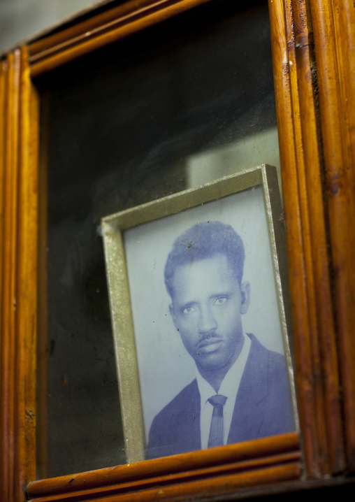 President isaias afewerki portrait in a bar, Northern Red Sea, Massawa, Eritrea