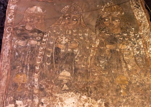 Religious fresco in Bet Merkurios rock-hewn church, Amhara Region, Lalibela, Ethiopia