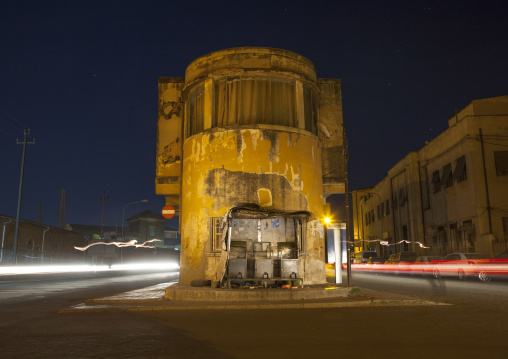 Old italian colonial buildings at night, Central Region, Asmara, Eritrea