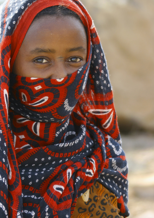 Portrait of an Afar tribe girl, Northern Red Sea, Thio, Eritrea