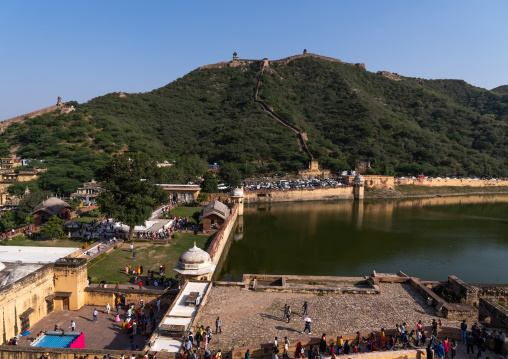 High elevated view from Amber Fort, Rajasthan, Amer, India
