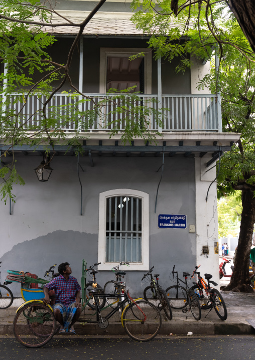 Old colonial house in the french quarter, Pondicherry, Puducherry, India