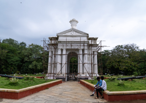 Scaffoldings on Aayi Mandapam Park Monument, Pondicherry, Puducherry, India