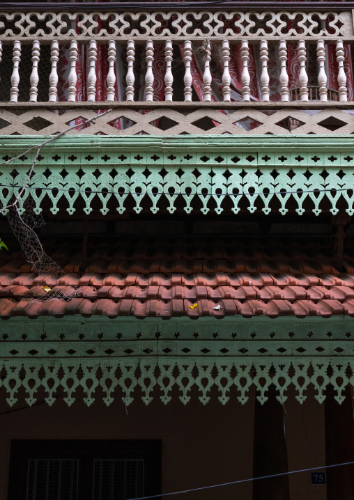 Old colonial house in Muslim Quarter, Puducherry, Pondicherry, India