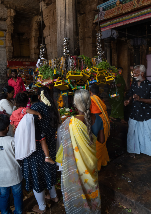 Yellow cradles for fertility in Sri Ranganathaswamy Temple, Tamil Nadu, Tiruchirappalli, India