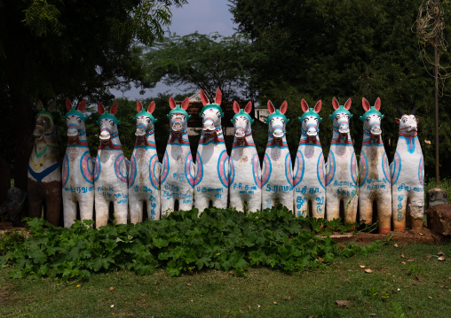 Terracotta Horses gifts to the god Aiyanar, Tamil Nadu, Karaikudi, India