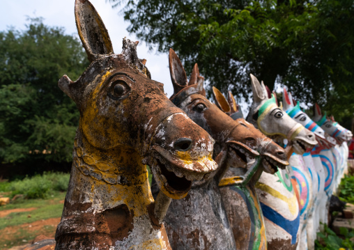 Terracotta Horses gifts to the god Aiyanar, Tamil Nadu, Karaikudi, India