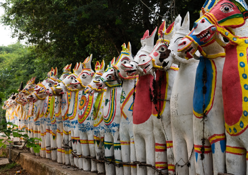 Terracotta Horses gifts to the god Aiyanar, Tamil Nadu, Pallathur, India