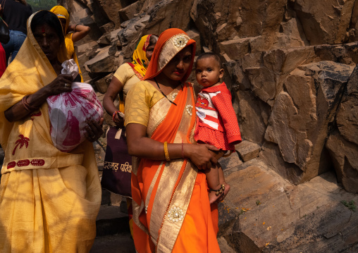 Indian women in Galtaji temple aka monkey temple, Rajasthan, Jaipur, India