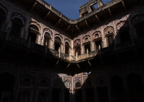 Old historic haveli balcony, Rajasthan, Nawalgarh, India