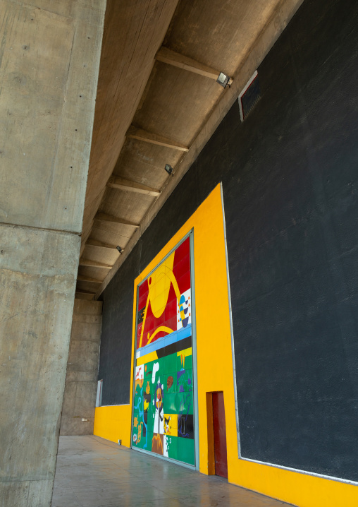 Entry gate to the Palace of Assembly painted by Le Corbusier, Punjab State, Chandigarh, India