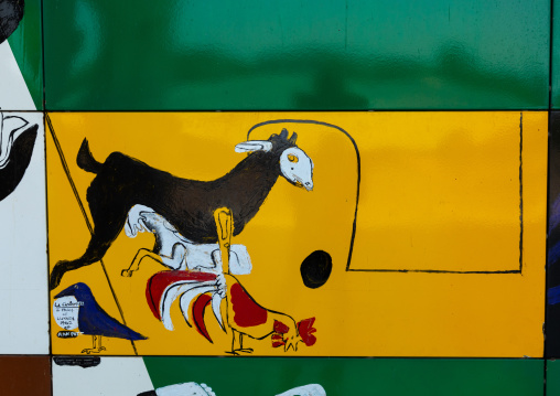 Entry gate to the Palace of Assembly painted by Le Corbusier, Punjab State, Chandigarh, India