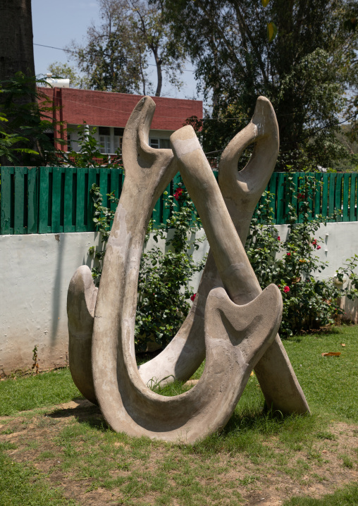Sculpture in Pierre Jeanneret museum garden, Punjab State, Chandigarh, India