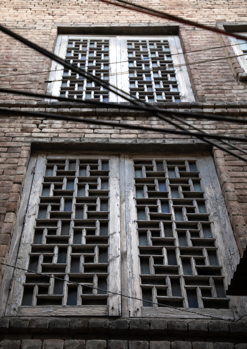 Kashmiri heritage building window, Jammu and Kashmir, Srinagar, India