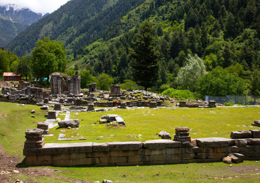 Ruins of Naranag Temple on ancient Hindu pilgrimage site, Jammu and Kashmir, Kangan, India