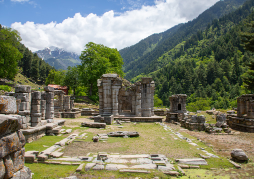 Ruins of Naranag Temple on ancient Hindu pilgrimage site, Jammu and Kashmir, Kangan, India