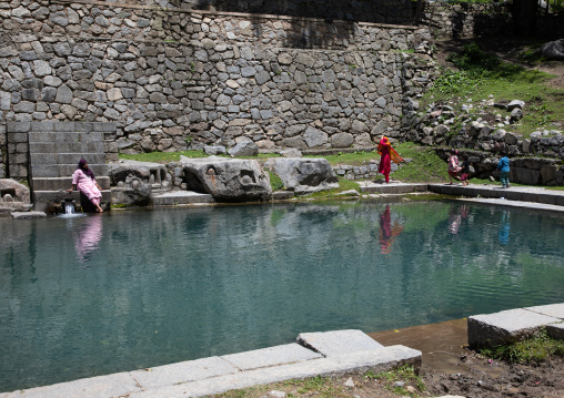 Indian tourists in Naranag Temple basin, Jammu and Kashmir, Kangan, India