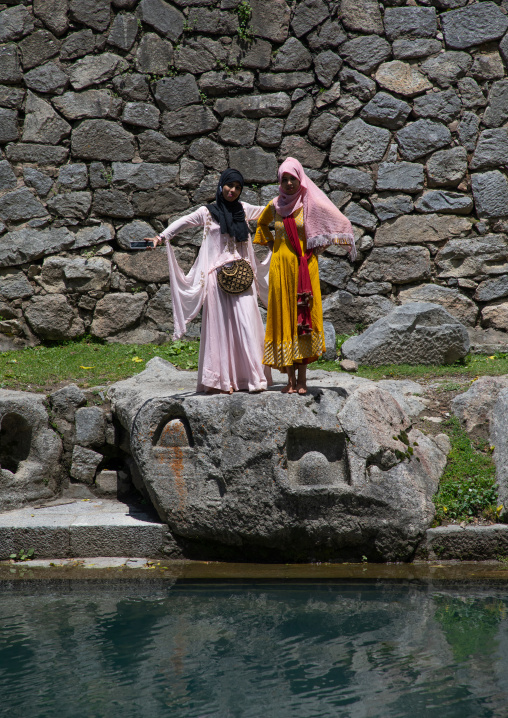 Indian tourists in Naranag Temple basin, Jammu and Kashmir, Kangan, India
