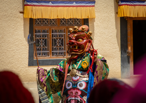 Cham dance with masked lamas in Lamayuru Monastery, Ladakh, Khalatse, India