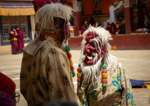 Cham dance with masked lamas in Lamayuru Monastery, Ladakh, Khalatse, India