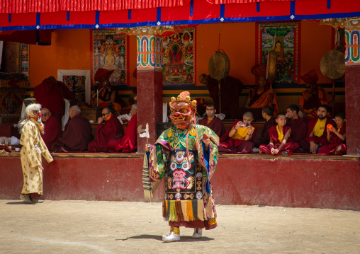 Cham dance with masked lamas in Lamayuru Monastery, Ladakh, Khalatse, India