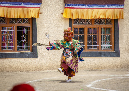 Cham dance with masked lamas in Lamayuru Monastery, Ladakh, Khalatse, India