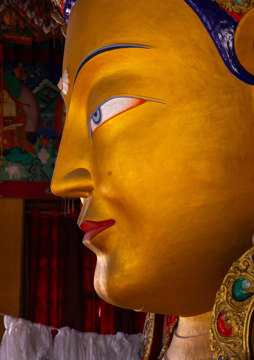 The statue of Maitreya Buddha in Thiksey monastery, Ladakh, Thiksey, India