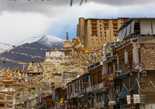 Main bazaar and monastery view, Ladakh, Leh, India