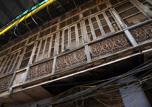 Heritage house with wooden decirations in old Delhi, Delhi, New Delhi, India