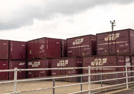 JR Post containers in a railway station, Kyushu region, Arita, Japan
