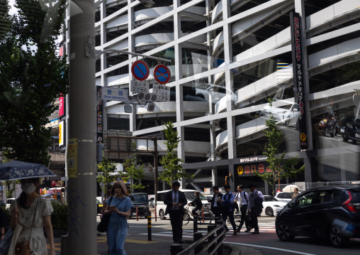 Japnese pedestrians in the city, Kyushu region, Fukuoka, Japan