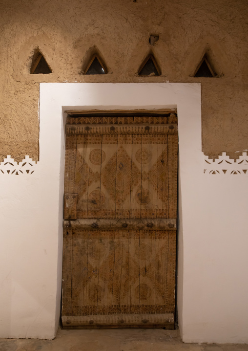 Old wooden door in Musmak fort, Riyadh Province, Riyadh, Saudi Arabia