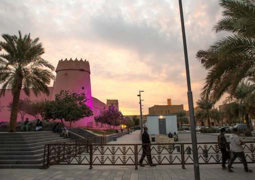 Musmak fort at dusk, Riyadh Province, Riyadh, Saudi Arabia