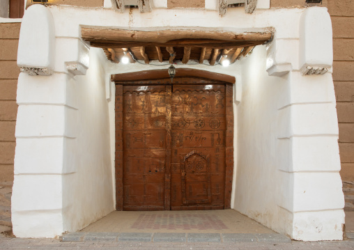 Emarah palace door in Aba Alsaud historical area, Najran Province, Najran, Saudi Arabia