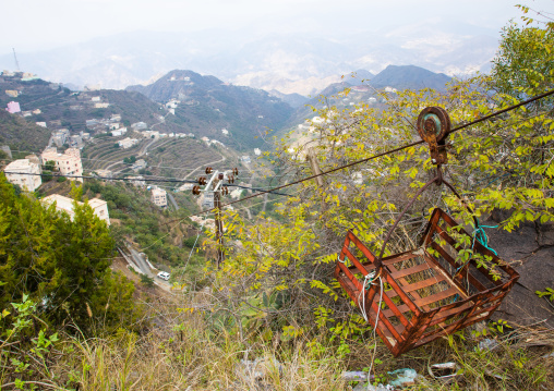 Cable in the mountain near the Yemen border, Jizan Province, Faifa Mountains, Saudi Arabia