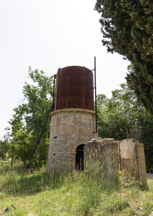 Water tank in abandonned train station, Mount Lebanon Governorate, Sawfar, Lebanon