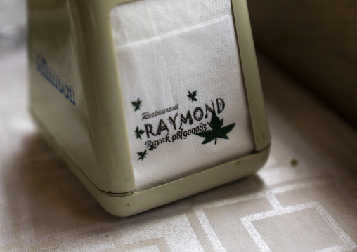 Raymond restaurant table napkins, Beqaa Governorate, Rayak, Lebanon