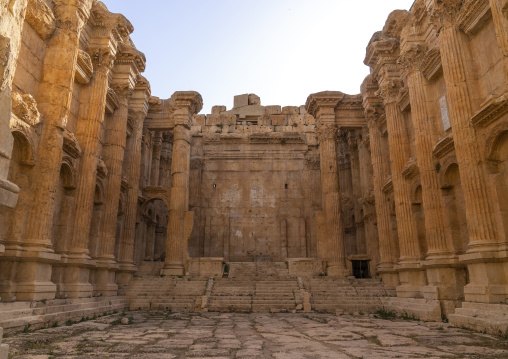 Inside the temple of Bacchus in the archaeological site, Baalbek-Hermel Governorate, Baalbek, Lebanon