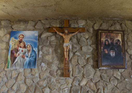 Jesus on the cross in Mar Youssouf maronite monastery, North Lebanon Governorate, Hardine, Lebanon