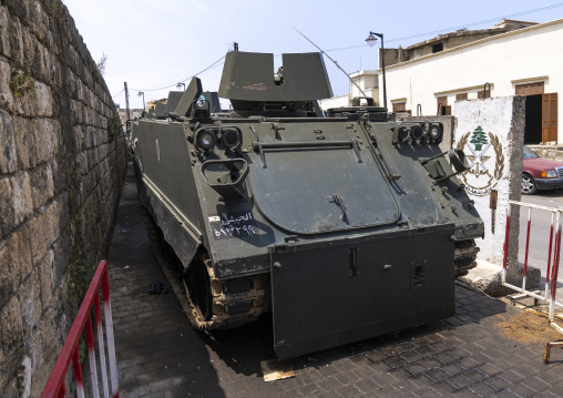 Armoured personnel carrier in front of the citadel, North Governorate, Tripoli, Lebanon