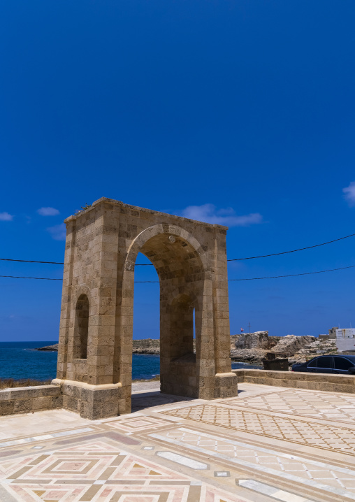 Ols stone gate in front of the sea, North Governorate, Anfeh, Lebanon