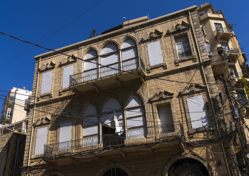 Old lebanese house destroyed by the port explosion, Beirut Governorate, Beirut, Lebanon