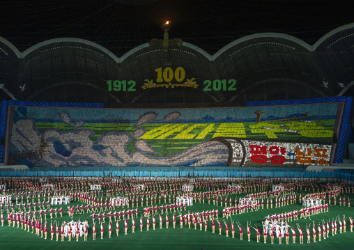 Arirang mass games with North Korean performers, DGC, Pyongyang, North Korea