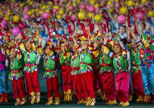 North Korean children performing during the Arirang mass games, DGC, Pyongyang, North Korea