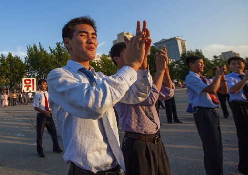 North Korean students during a mass dance performance, DGC, Pyongyang, North Korea